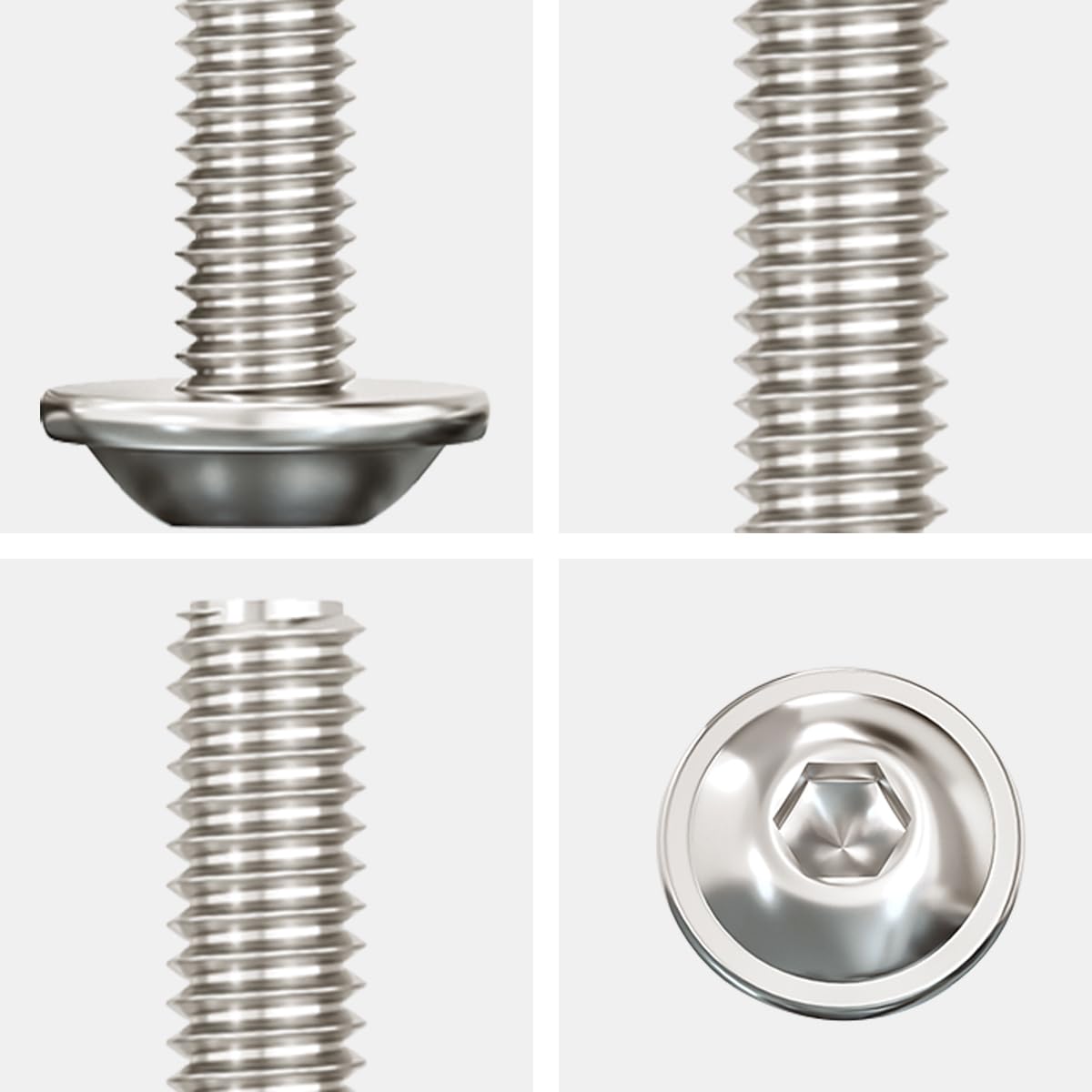 Drenky 50 Pcs Stainless Steel A2 V2A Pan Head Screws with Flange